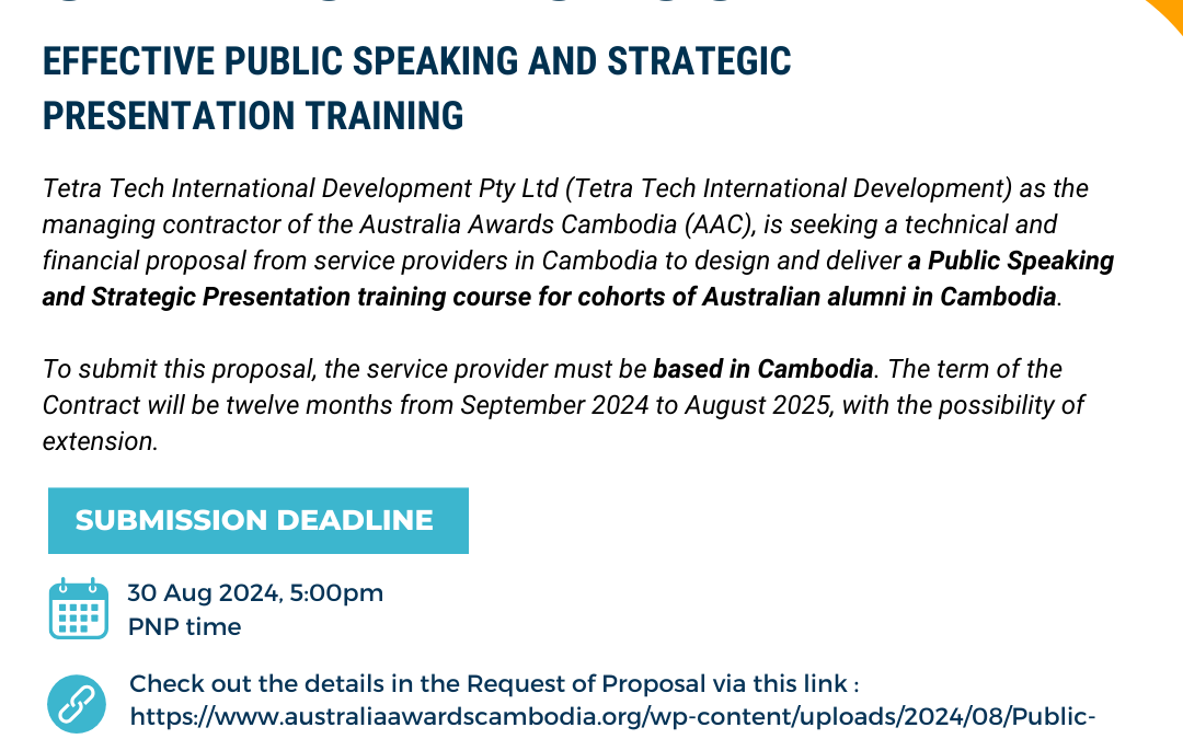 Call for Proposals: Public Speaking & Strategic Presentation Training